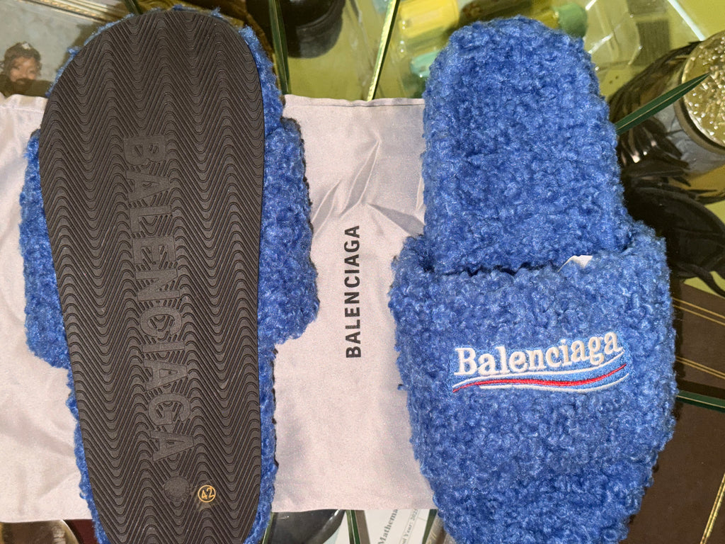 Blue Balenciaga Slides