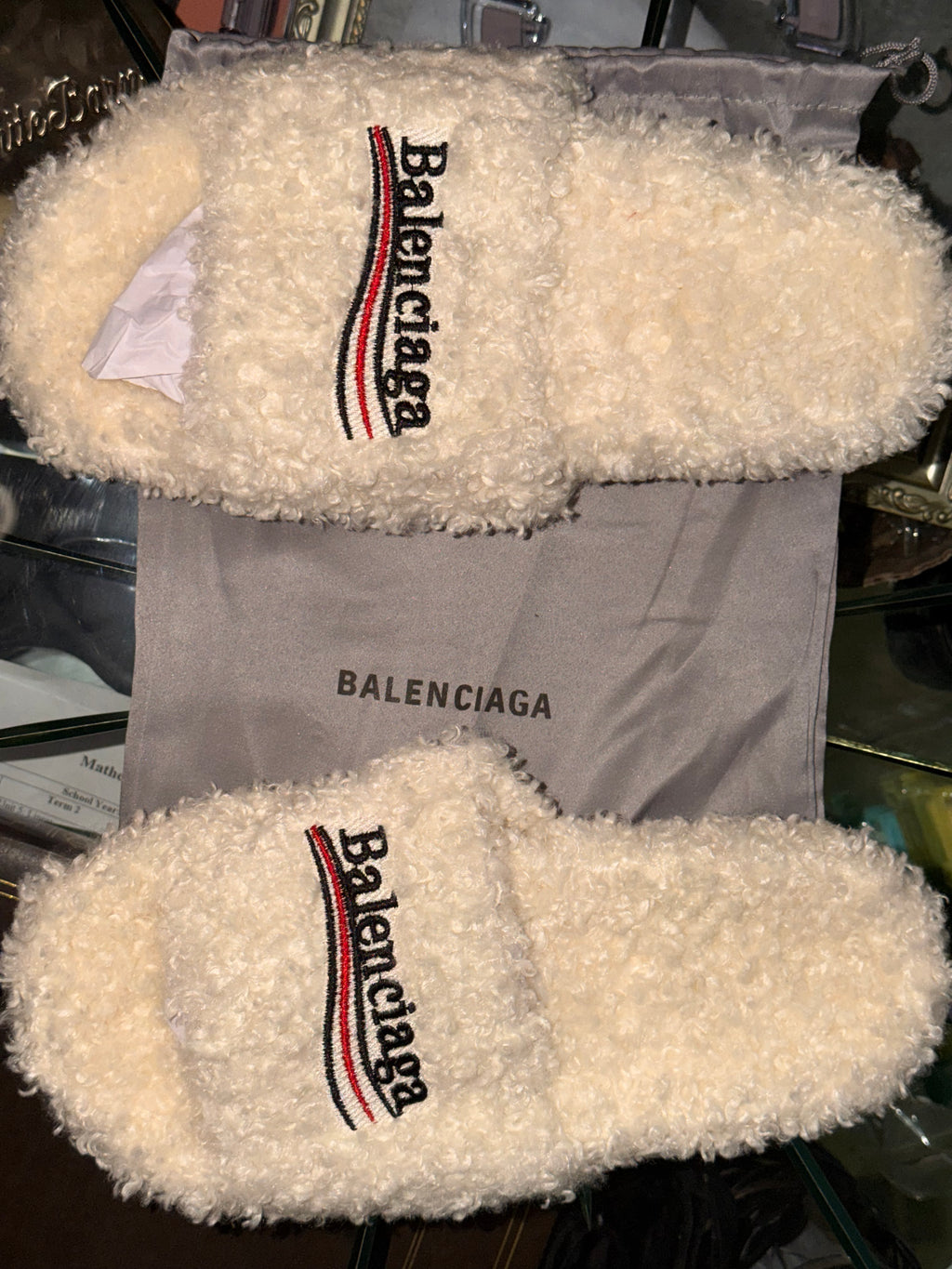 White Balenciaga Slides