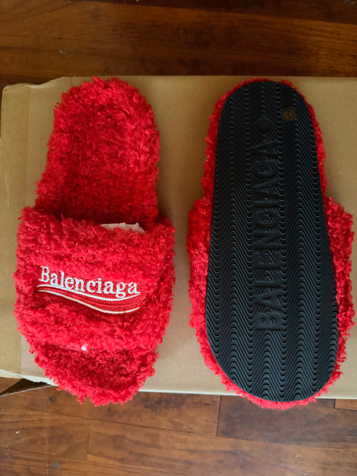 Red Balenciaga Slides