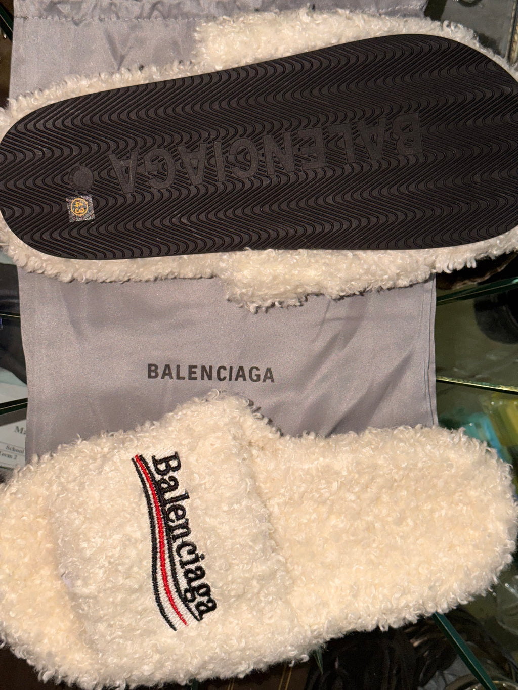 White Balenciaga Slides
