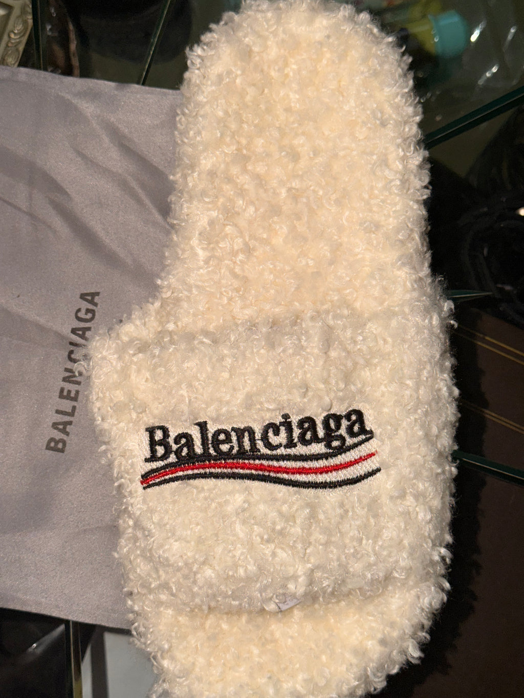 White Balenciaga Slides