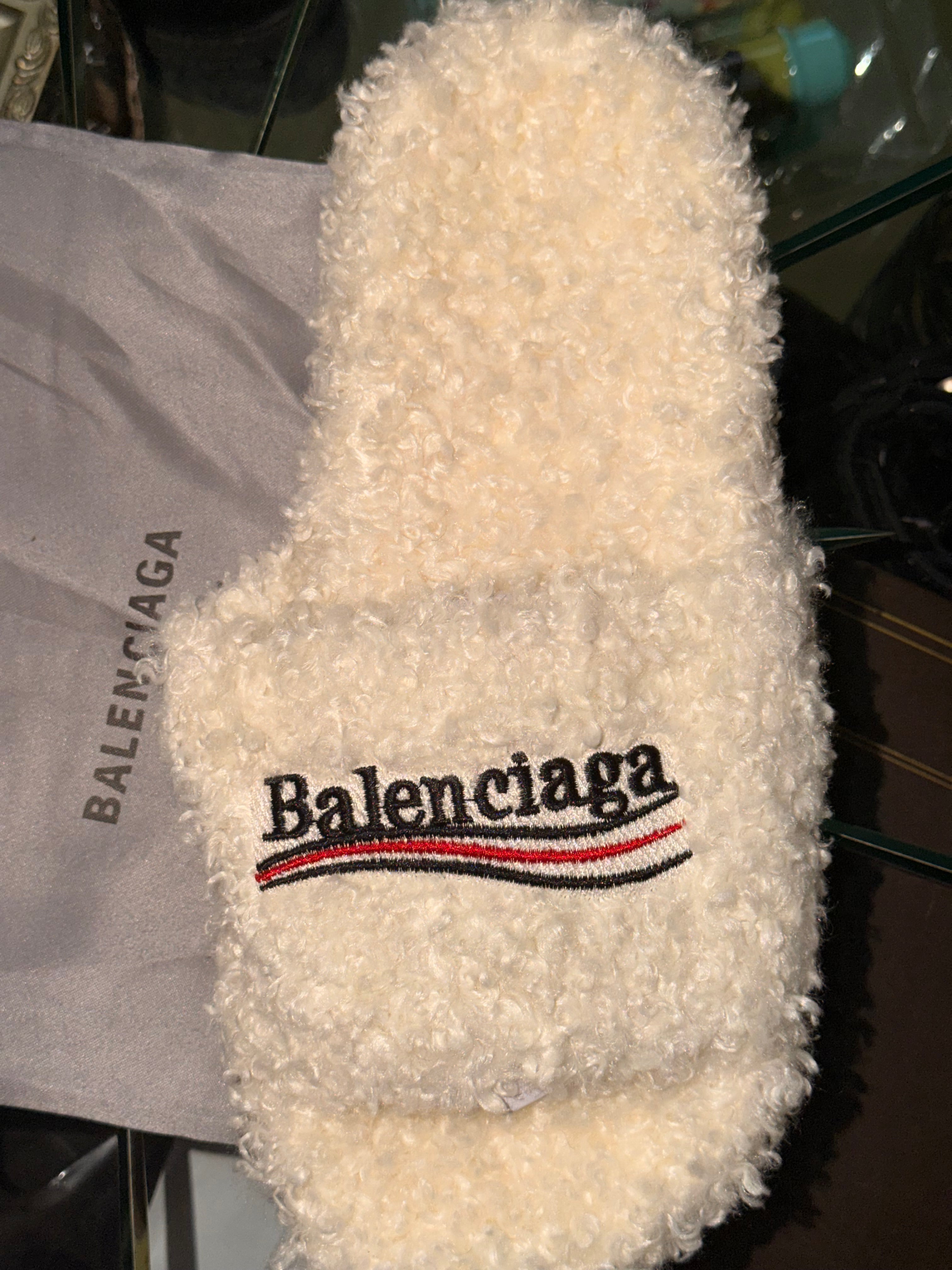 White Balenciaga Slides